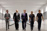 Ron Dennis, David Cameron, Lewis Hamilton und Jenson Button