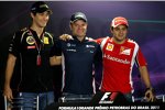 Bruno Senna (Renault), Rubens Barrichello (Williams) und Felipe Massa (Ferrari) 