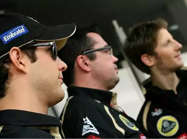 Romain Grosjean, Eric Boullier, Bruno Senna Titel-Bild zur News: Romain Grosjean, Eric Boullier, Bruno Senna