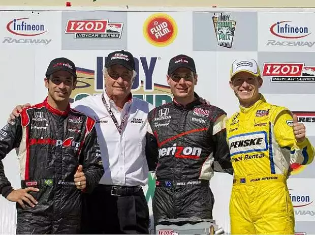 Helio Castroneves, Ryan Briscoe, Will Power Titel-Bild zur News: Helio Castroneves, Ryan Briscoe, Will Power