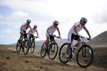 Die Ferrari-Piloten auf dem Mountainbike: Jules Bianchi, Davide Rigon, Fernando Alonso und Felipe Massa