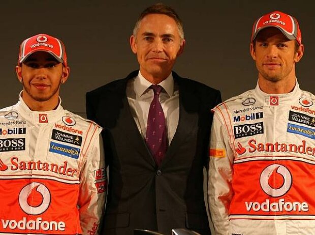 Titel-Bild zur News: Lewis Hamilton, Martin Whitmarsh (Teamchef), Jenson Button