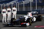 Kamui Kobayashi, Sergio Perez und Esteban Gutierrez (Sauber)