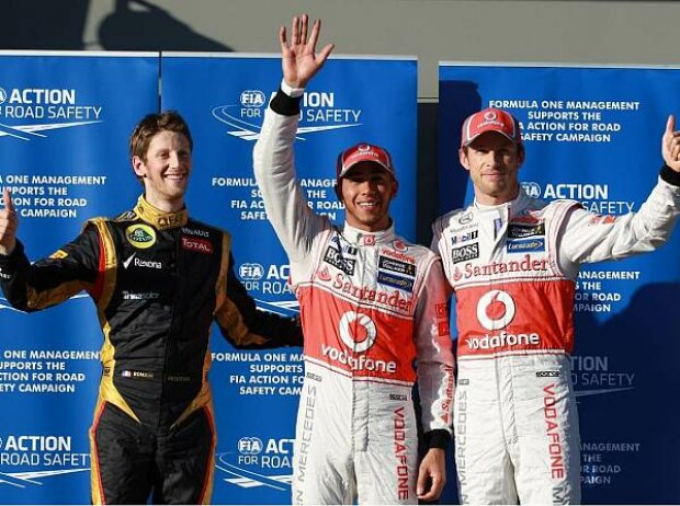 Romain Grosjean, Lewis Hamilton, Jenson Button