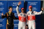 Romain Grosjean (Lotus) Lewis Hamilton (McLaren) Jenson Button (McLaren) 