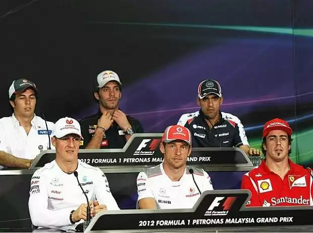 Fernando Alonso, Jenson Button, Michael Schumacher, Pastor Maldonado, Jean-Eric Vergne, Sergio Perez Titel-Bild zur News: Fernando Alonso, Jenson Button, Michael Schumacher, Pastor Maldonado, Jean-Eric Vergne, Sergio Perez