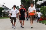Kamui Kobayashi (Sauber), Timo Glock (Marussia) und Paul di Resta (Force India) 