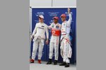 Michael Schumacher (Mercedes), Lewis Hamilton (McLaren) und Jenson Button (McLaren) 
