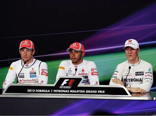 Jenson Button, Lewis Hamilton, Michael Schumacher Jenson Button, Lewis Hamilton, Michael Schumacher