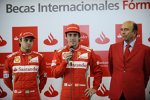Felipe Massa, Fernando Alonso (Ferrari) und Santander-Chef Emilio Botin