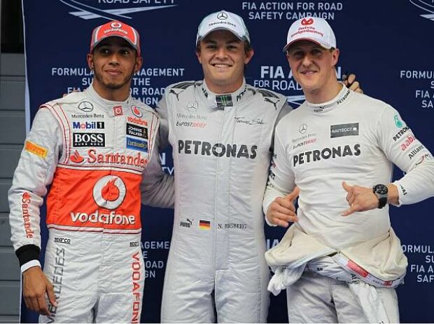 Titel-Bild zur News: Lewis Hamilton, Nico Rosberg, Michael Schumacher