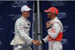 Michael Schumacher (Mercedes) und Lewis Hamilton (McLaren) 