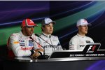 Lewis Hamilton (McLaren), Nico Rosberg (Mercedes) und Michael Schumacher (Mercedes) 