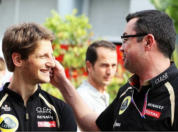 Romain Grosjean, Eric Boullier Romain Grosjean, Eric Boullier