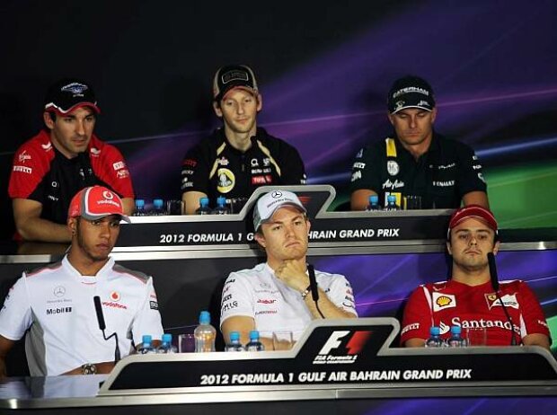 Titel-Bild zur News: Timo Glock, Romain Grosjean, Heikki Kovalainen, Lewis Hamilton, Nico Rosberg, Felipe Massa