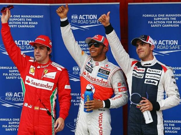 Titel-Bild zur News: Fernando Alonso, Lewis Hamilton, Pastor Maldonado