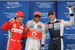 Fernando Alonso (Ferrari), Lewis Hamilton (McLaren) und Pastor Maldonado (Williams) 
