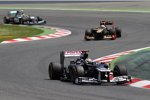 Pastor Maldonado (Williams), Kimi Räikkönen (Lotus) und Nico Rosberg (Mercedes) 