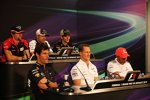 Donnerstags-Pressekonferenz mit Charles Pic (Marussia), Pastor Maldonado (Williams), Romain Grosjean (Lotus), Mark Webber (Red Bull), Michael Schumacher (Mercedes) und Lewis Hamilton (McLaren) 