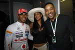 Lewis Hamilton (McLaren) mit Nicole Scherzinger und Hollywood-Superstar Will Smith, der gerade für 
