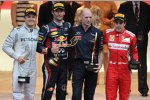 Nico Rosberg (Mercedes), Mark Webber (Red Bull), Adrian Newey (Technischer Direktor, Red Bull) und Fernando Alonso (Ferrari) 