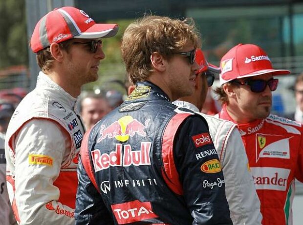 Titel-Bild zur News: Jenson Button, Sebastian Vettel, Fernando Alonso