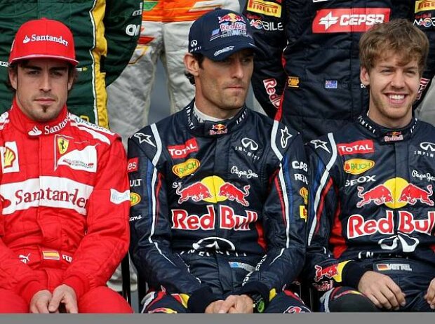 Fernando Alonso, Mark Webber, Sebastian Vettel Fernando Alonso, Mark Webber, Sebastian Vettel