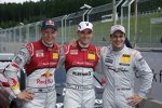 Mattias Ekström (Abt-Audi), Edoardo Mortara (Rosberg-Audi) und Gary Paffett (HWA-Mercedes) 