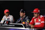 Lewis Hamilton (McLaren), Sebastian Vettel (Red Bull) und Fernando Alonso (Ferrari) 