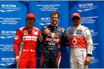 Sebastian Vettel (Red Bull), Lewis Hamilton (McLaren) und Fernando Alonso (Ferrari) 