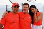 Lewis Hamilton (McLaren) mit Manager Simon Fuller und Nicole Scherzinger