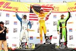 Das Milwaukee-Podium: Ryan Hunter-Reay, Tony Kanaan und James Hinchcliffe