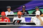 Donnerstags-Pressekonferenz mit Fernando Alonso (Ferrari), Kamui Kobayashi (Sauber), Lewis Hamilton (McLaren), Daniel Ricciardo (Toro Rosso), Heikki Kovalainen (Caterham) und Pedro de la Rosa (HRT)