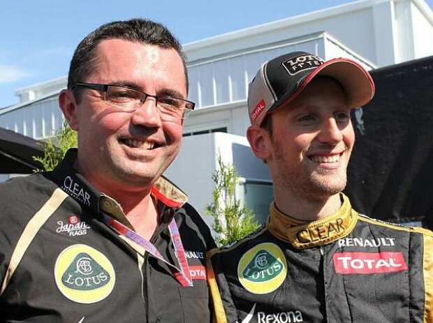 Titel-Bild zur News: Eric Boullier (Lotus-Teamchef), Romain Grosjean