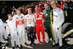 Nick Heidfeld, Jenson Button (McLaren), Sebastian Vettel (Red Bull), Marc Gene (Ferrari), Giedo van der Garde (Caterham) und Brendon Hartley 