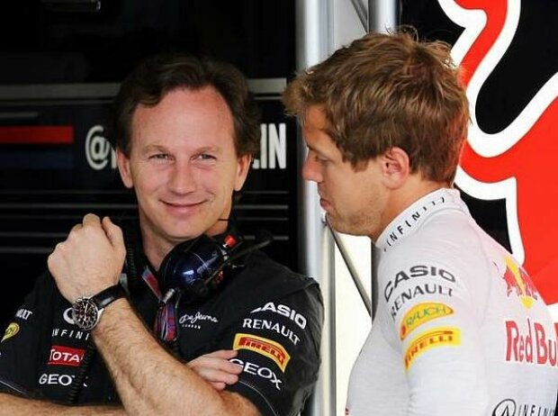Sebastian Vettel, Christian Horner (Red-Bull-Teamchef)