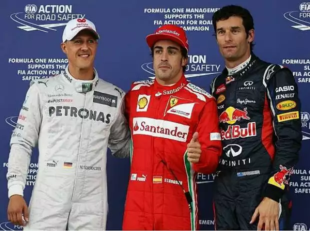 Michael Schumacher, Fernando Alonso, Mark Webber Titel-Bild zur News: Michael Schumacher, Fernando Alonso, Mark Webber