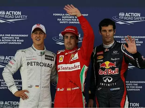 Michael Schumacher, Fernando Alonso, Mark Webber Titel-Bild zur News: Michael Schumacher, Fernando Alonso, Mark Webber