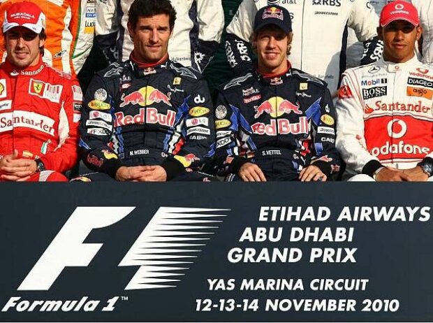 Fernando Alonso, Mark Webber, Sebastian Vettel, Lewis Hamilton Fernando Alonso, Mark Webber, Sebastian Vettel, Lewis Hamilton