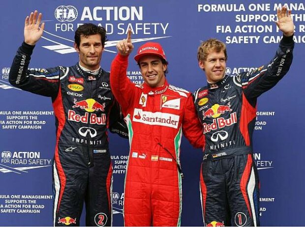 Titel-Bild zur News: Mark Webber, Fernando Alonso, Sebastian Vettel