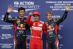 Mark Webber (Red Bull), Fernando Alonso (Ferrari) und Sebastian Vettel (Red Bull) 