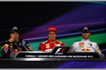 Sebastian Vettel (Red Bull), Fernando Alonso (Ferrari) und Mark Webber (Red Bull) 