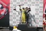 Das Edmonton-Podium: Helio Castroneves, Takuma Sato und Will Power