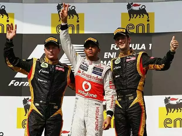 Lewis Hamilton, Romain Grosjean, Kimi Räikkönen Titel-Bild zur News: Lewis Hamilton, Romain Grosjean, Kimi Räikkönen