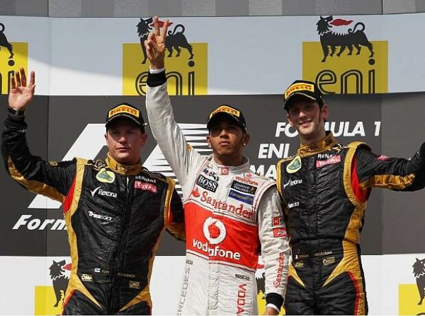 Titel-Bild zur News: Lewis Hamilton, Kimi Räikkönen, Romain Grosjean