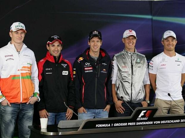 Nico Hülkenberg, Timo Glock, Sebastian Vettel, Michael Schumacher, Nico Rosberg Nico Hülkenberg, Timo Glock, Sebastian Vettel, Michael Schumacher, Nico Rosberg