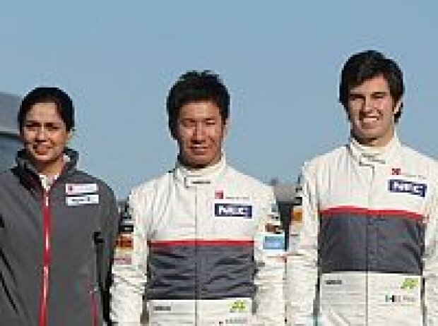 Titel-Bild zur News: Sergio Perez, Kamui Kobayashi, Monisha Kaltenborn (Sauber-Geschäftsführerin)