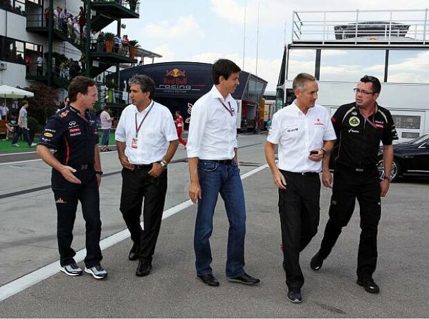 Christian Horner, Pasquale Lattuneddu, Toto Wolff, Martin Whitmarsh und Eric Boullier Christian Horner, Pasquale Lattuneddu, Toto Wolff, Martin Whitmarsh und Eric Boullier