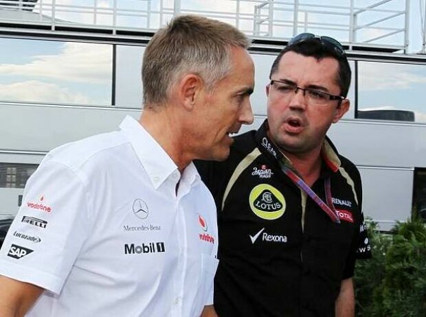 Titel-Bild zur News: Eric Boullier (Lotus-Teamchef), Martin Whitmarsh (Teamchef, McLaren)