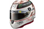 300. Grand Prix: Spezialhelm in Platin von Schuberth f?r Jubilar Michael Schumacher (Mercedes)